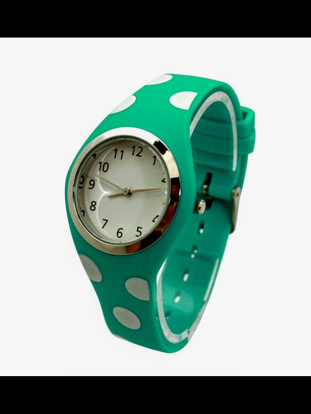Green Polka Dot Silicone Women's Watch